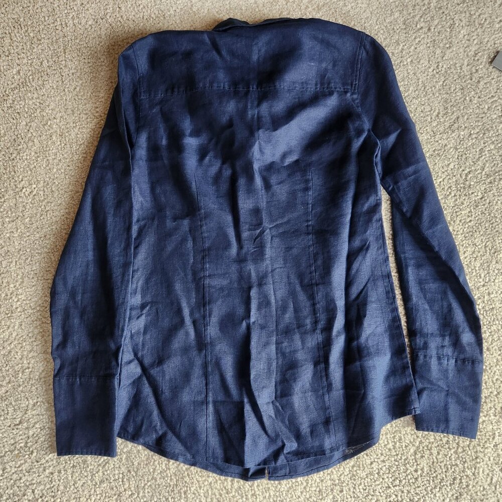 NEW 100% linen button down shirt size 00 - Picture 2 of 4